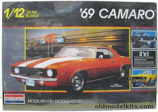 Monogram 1/12 1969 Chevrolet Camaro Z28 -  3'n1 Kit - Stock / Street / Drag Versions, 85-2810 plastic model kit